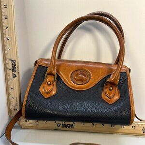 Dooney Bourke Women's Leather Satchel Bag Brown Black Pebbled Crossbody Purse